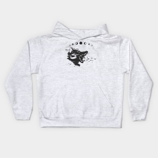 Wild Wolf Creature With Stars And Eyes Kids Hoodie by cellsdividing